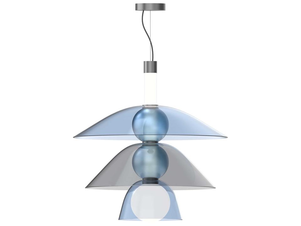 Gems Tall Geometric LED Pendant Light in Cold Blue