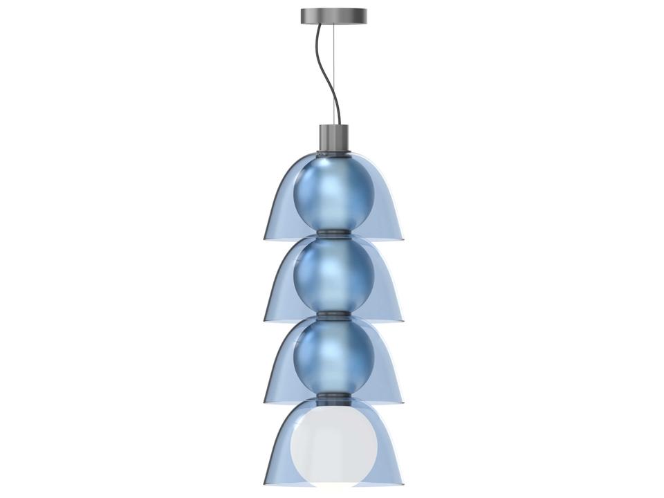 Gems Geometric LED Mini Pendant in Cold Blue Glass