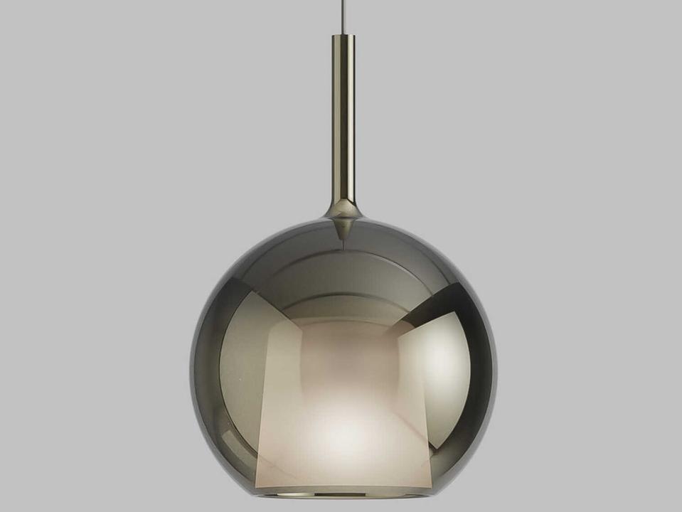 Glo 1-Light Black Glass Globe Pendant with Matte Titanium Canopy