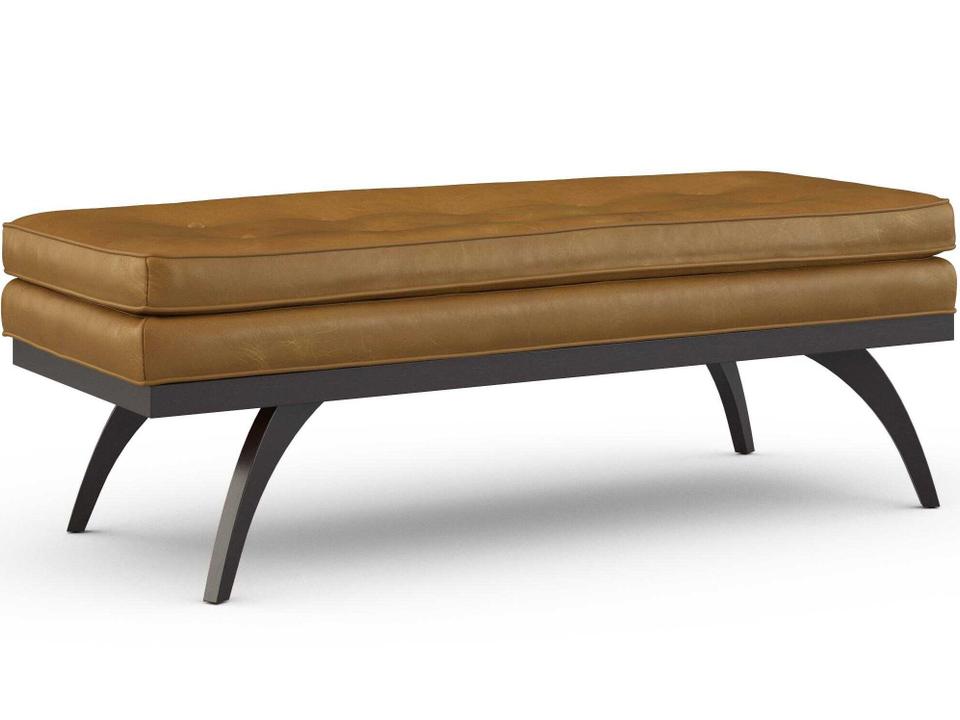 Dayton Tufted Accent Bench in Brown Top-Grain Leather