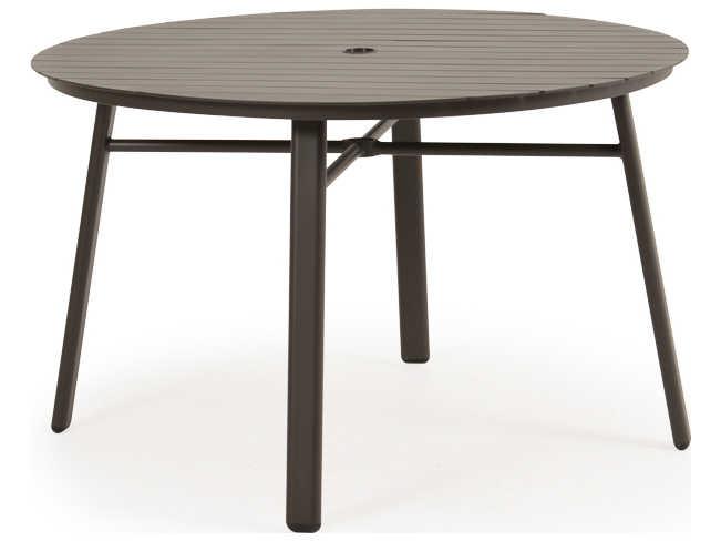 Sandoval 48 Inch Round Aluminum Slat Table Top with Umbrella Hole