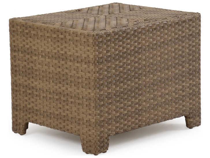 Seaside Wicker Rectangular Storage End Table
