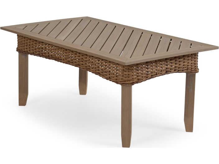Edenton Wicker Rectangular PoliSoul Top Outdoor Patio Coffee Table