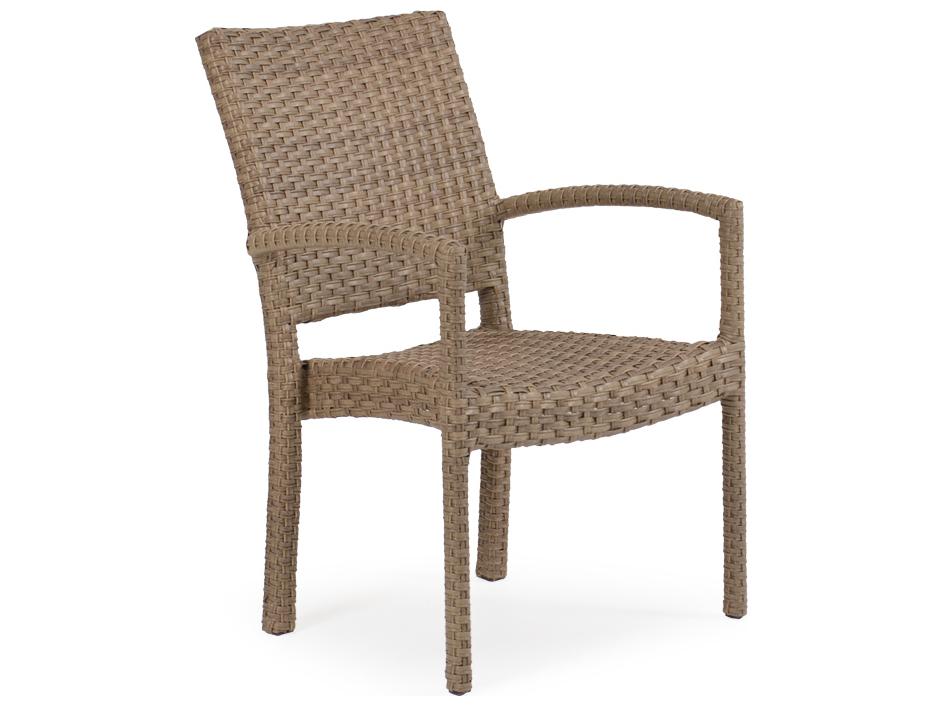 Seaside Wicker Stackable Outdoor Patio Dining Arm Chair