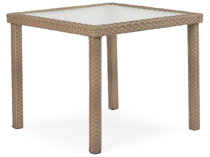 Seaside Wicker Square Glass Top Outdoor Patio Dining Table
