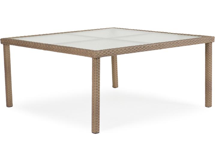 Seaside Wicker Square Glass Top Patio Dining Table