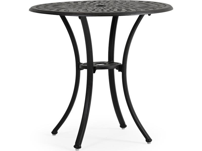 Oxford Cast Aluminum Weathered Black Round Outdoor Bistro Table with Umbrella Hole