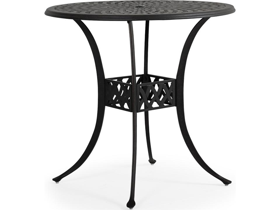 Oxford Cast Aluminum Weathered Black Round Outdoor Patio Bar Table with Umbrella Hole