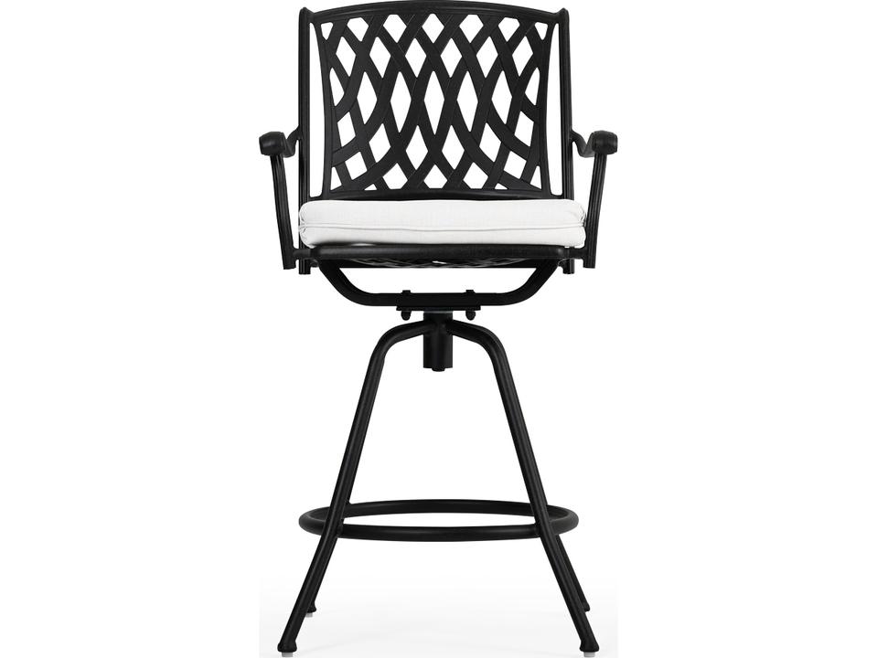 Oxford Cast Aluminum Swivel Tilt Outdoor Dining Arm Chair in Weathered Black