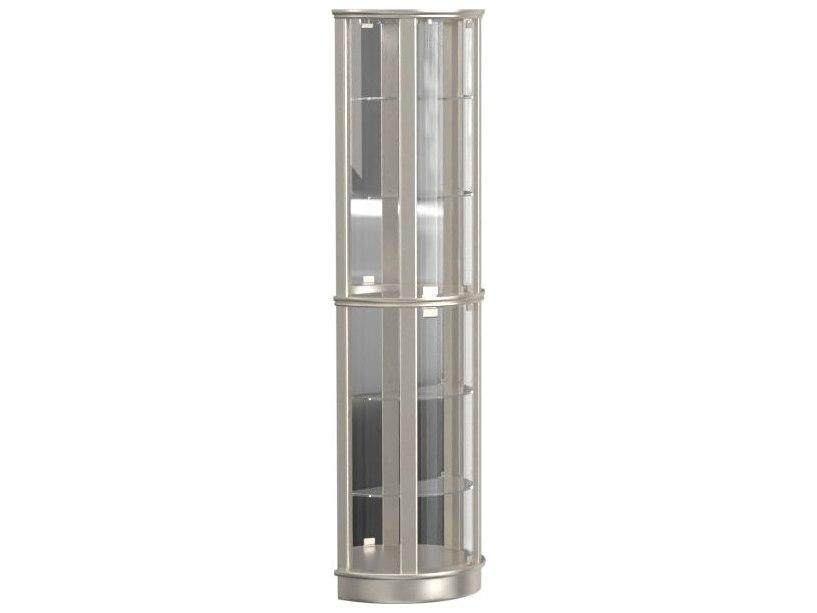 PFC Curio Glass Door Cabinet with Halogen Lighting in Platinum Finish