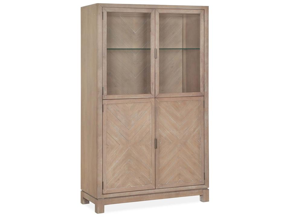 Ainsley Solid Wood Cerused Khaki Display Cabinet