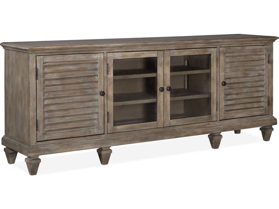Calistoga 82" Pine Wood Dovetail Grey Media Console