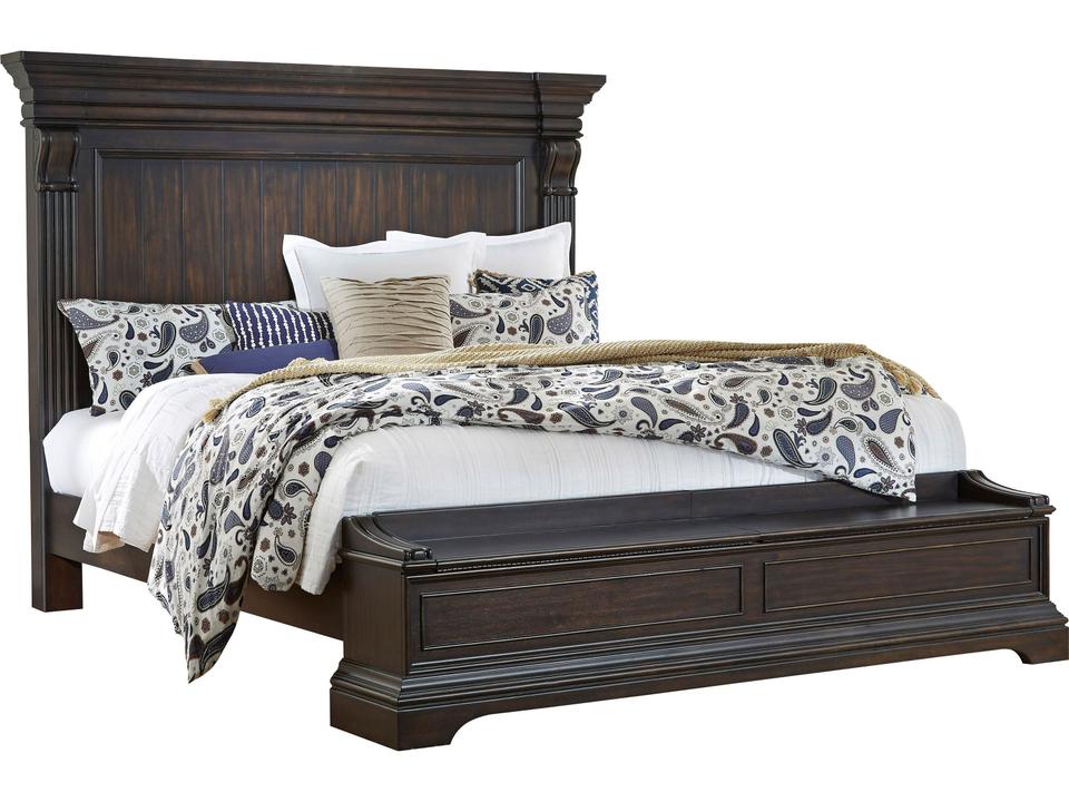 Caldwell Deep Brown Hardwood Wood King Panel Bed