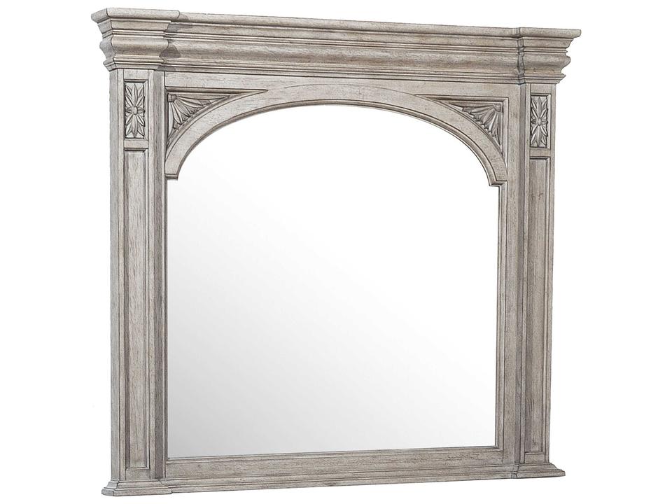 Kingsbury French Gray Dresser Mirror with Carved Details