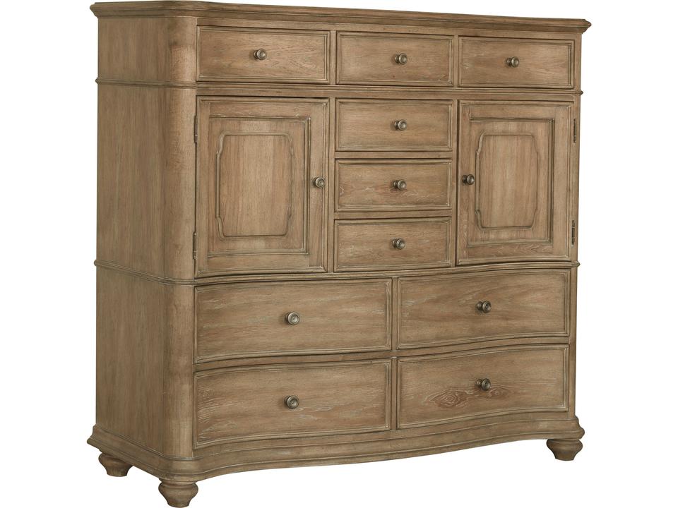 Weston Hills Natural Wood Hardwood Accent Chest with 6 Drawers and Door