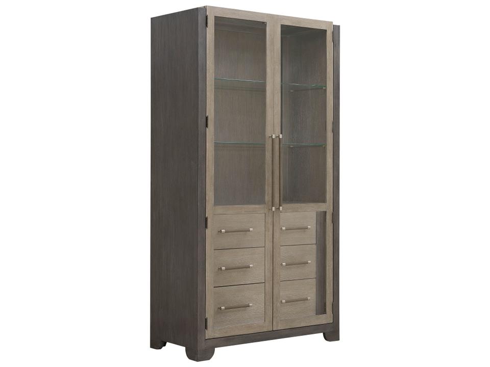 Anderson Park Natural Wood Moose Trail And Frontier Brown Display Cabinet