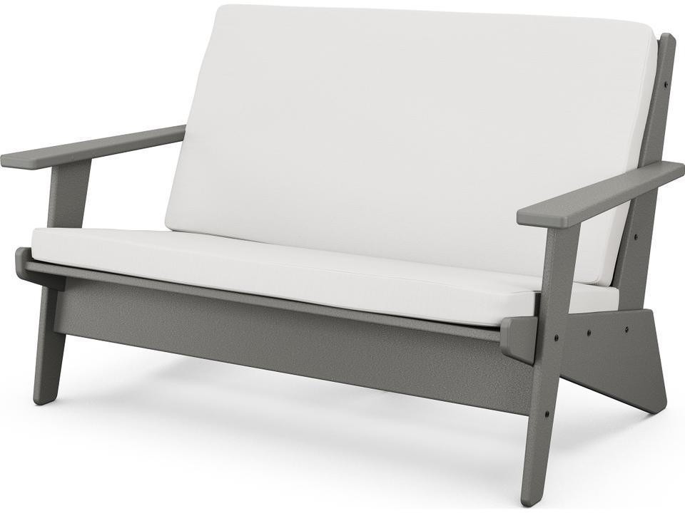 POLYWOOD Riviera Modern Lounge 2-Seat HDPE Loveseat in Slate Grey