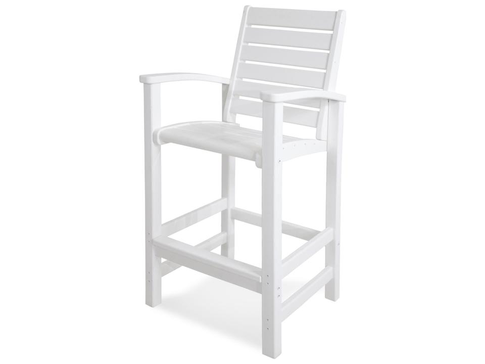 POLYWOOD Signature Recycled Plastic Outdoor Bar Arm Chair in Assorted Colors