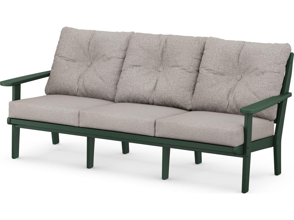 POLYWOOD Lakeside 3-Seat Recycled HDPE Outdoor Sofa with Cushions