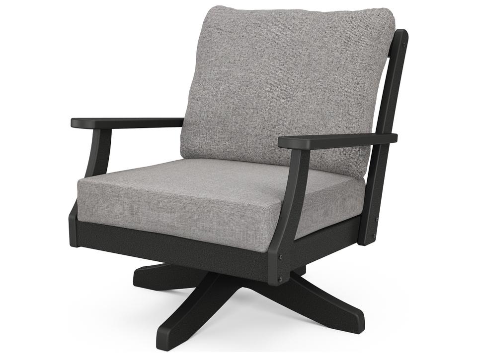 POLYWOOD Braxton Deep Seating Recycled Plastic Swivel Armchair with Cushions