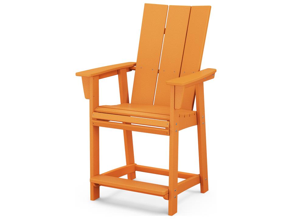 POLYWOOD Modern Curveback Adirondack All-Weather Recycled Plastic Counter Chair