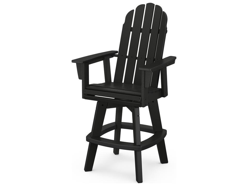 POLYWOOD Vineyard Curveback Adirondack Swivel Bar Chair Recycled HDPE Lumber