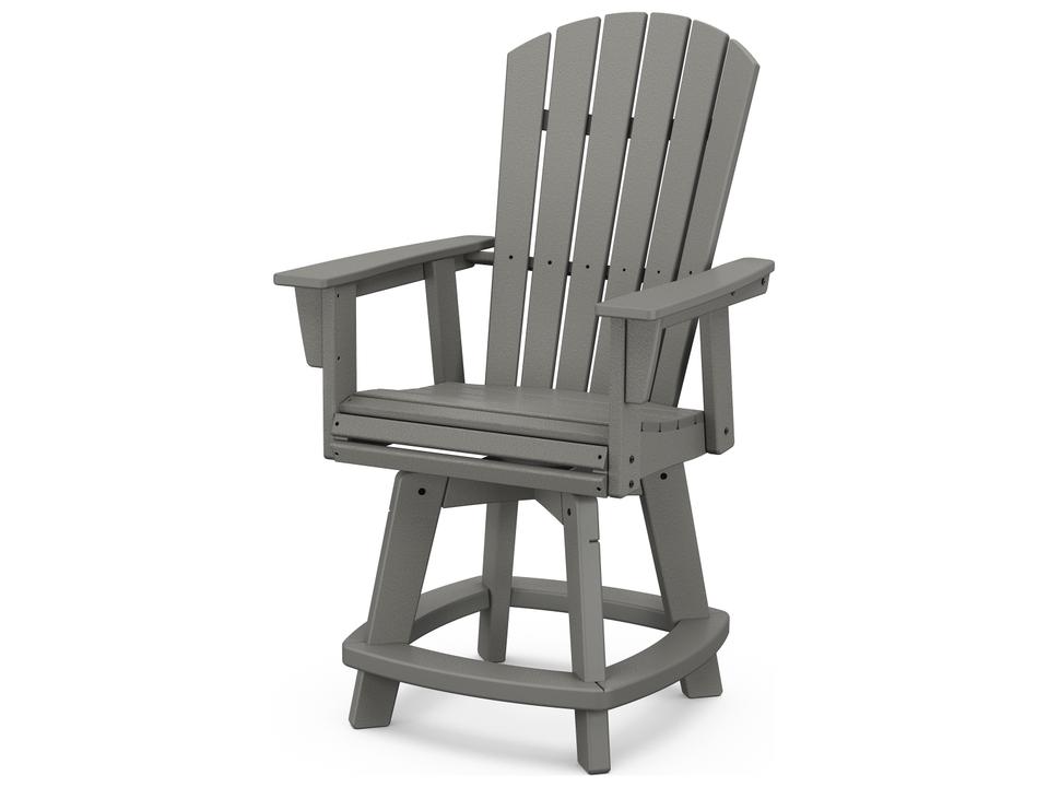 POLYWOOD Nautical Swivel Recycled Plastic Adirondack Counter Chair