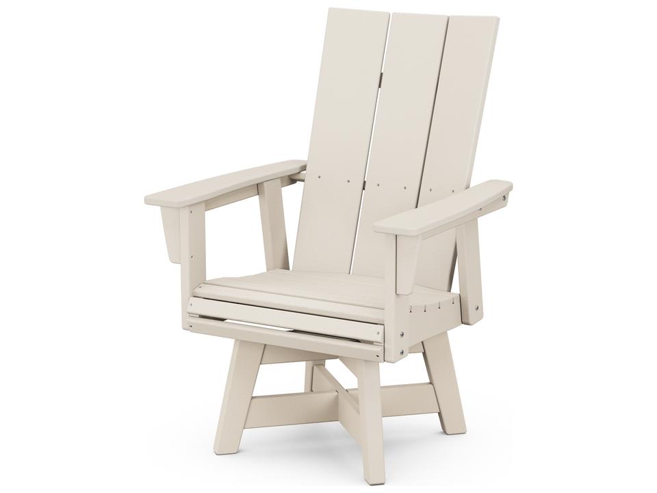 POLYWOOD Modern Recycled Plastic Curveback Adirondack Swivel Patio Dining Arm Chair