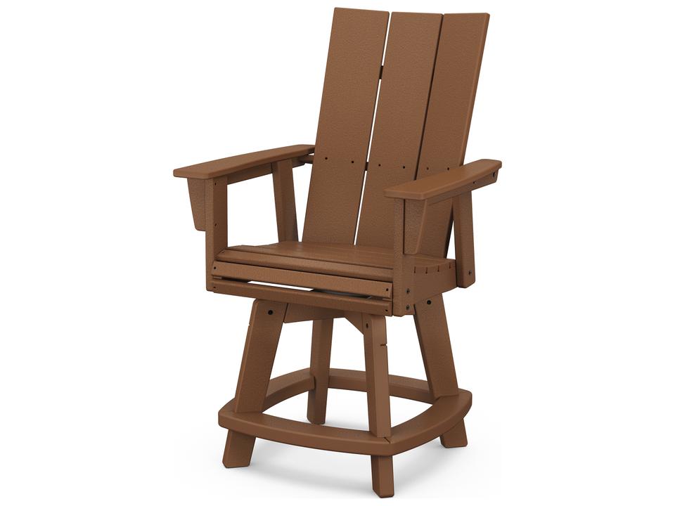POLYWOOD Modern Curveback Adirondack Swivel Counter Chair Recycled HDPE