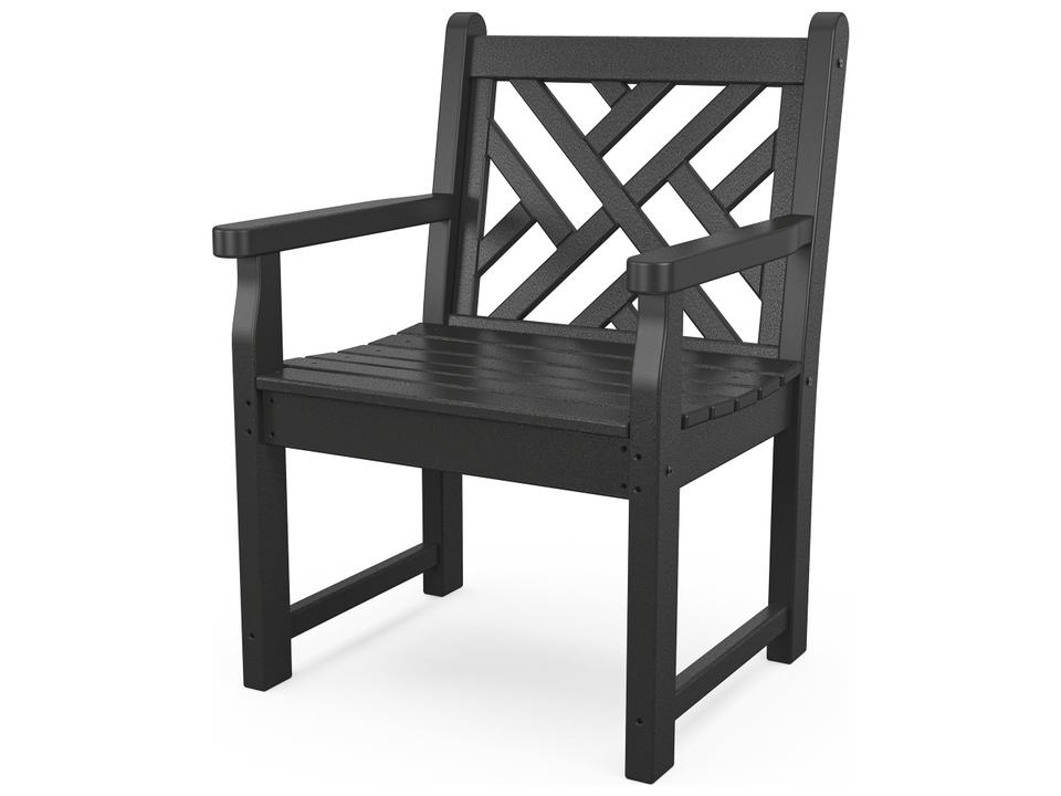 POLYWOOD Chippendale Outdoor Dining Armchair Recycled Plastic with Lattice Back