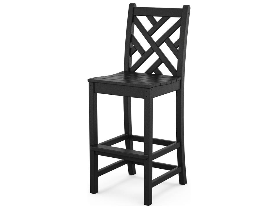POLYWOOD Chippendale Bar Side Chair in Slate Grey