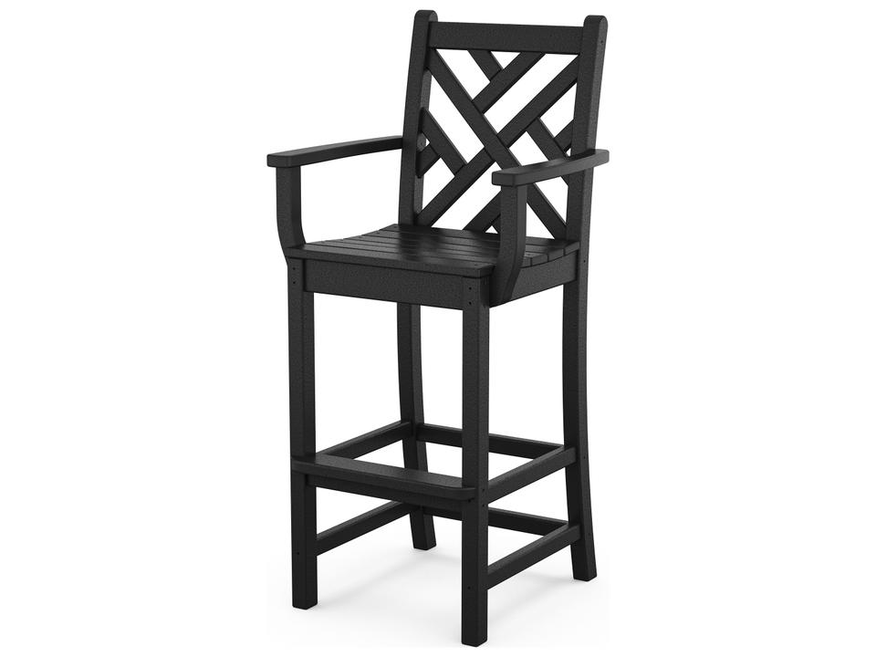 POLYWOOD Chippendale Outdoor Bar Arm Chair in Recycled HDPE Plastic