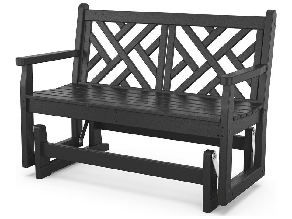 POLYWOOD Chippendale 2-Person Recycled Plastic Glider Loveseat