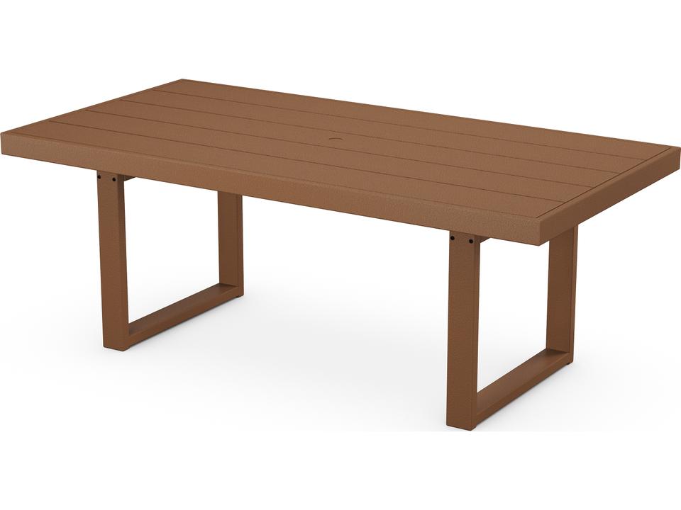 Edge Rectangular Recycled HDPE Dining Table with Umbrella Hole