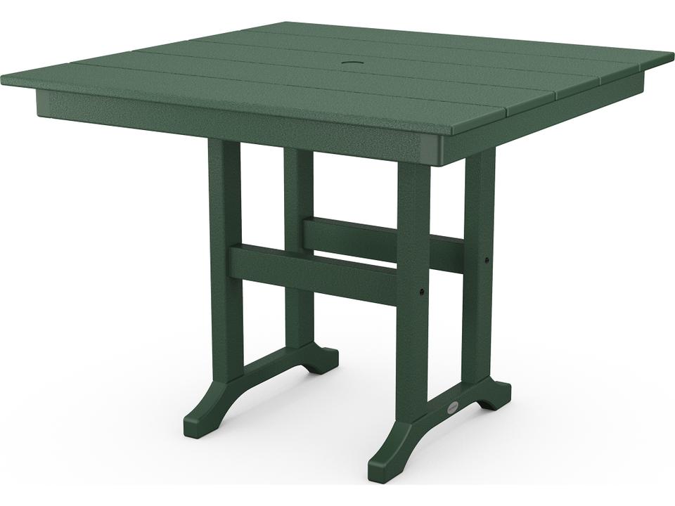 POLYWOOD Farmhouse 38-Inch Square Outdoor Dining Table in Slate Grey
