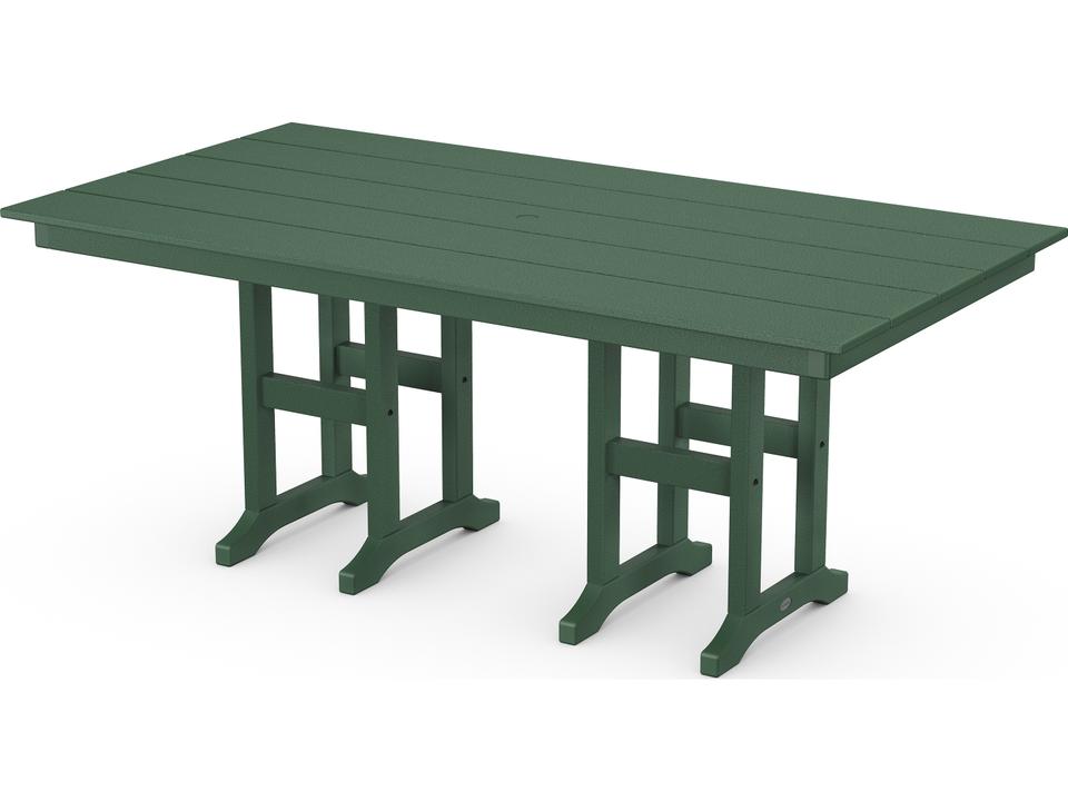 POLYWOOD Farmhouse 72-Inch Rectangle Outdoor Dining Table with Umbrella Hole