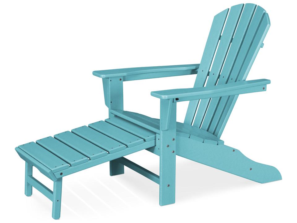 POLYWOOD South Beach Adirondack Arm Chair Recycled Plastic with Hideaway Ottoman