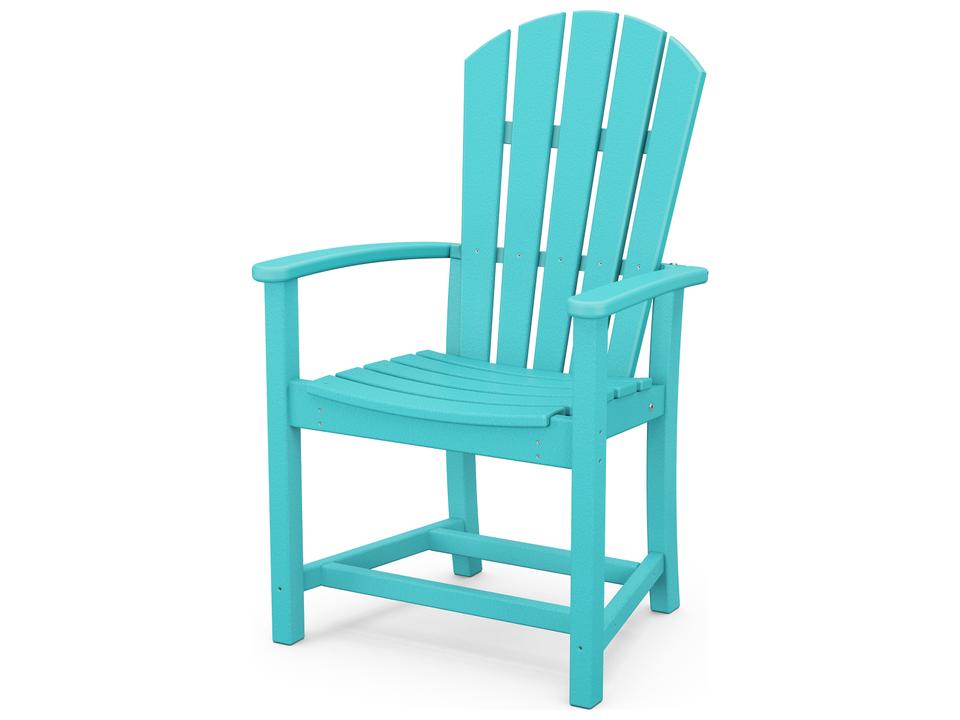 POLYWOOD Palm Coast Outdoor Dining Side Chair Recycled HDPE Plastic Slate Grey