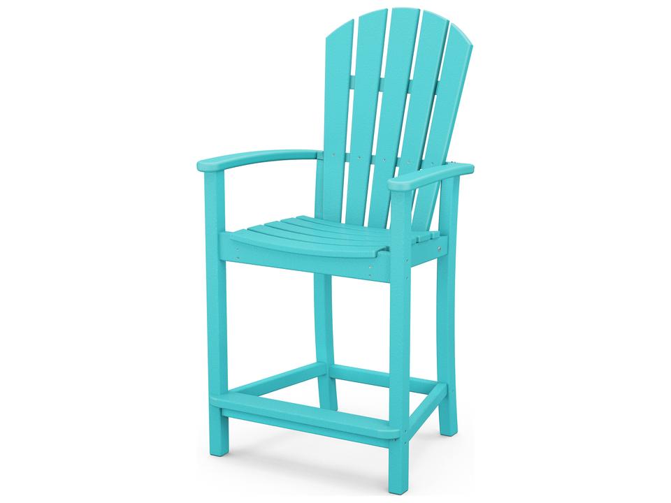 POLYWOOD Palm Coast Recycled Plastic Counter Chair in Slate Grey