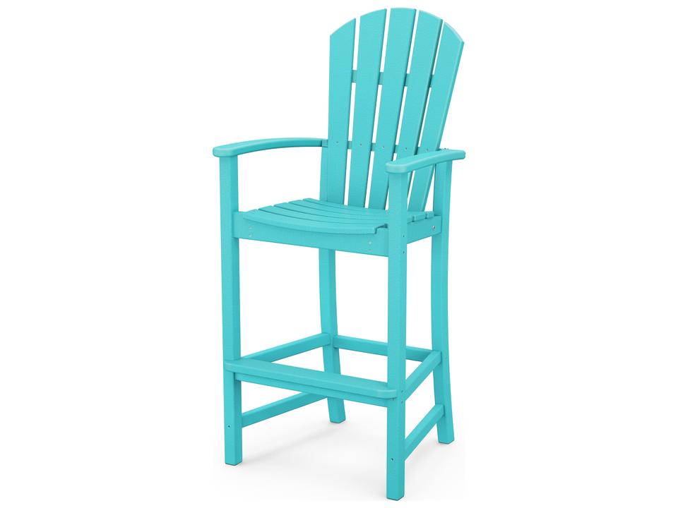 POLYWOOD Palm Coast Recycled HDPE Plastic Bar Chair in Slate Grey