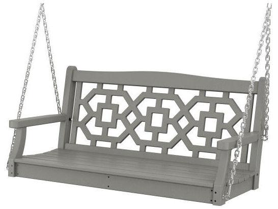 POLYWOOD Martha Stewart Chinoiserie 48-Inch Patio Swing in All-Weather HDPE Lumber