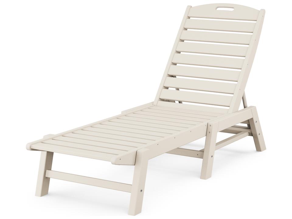 POLYWOOD Nautical Armless Stackable Outdoor Chaise Lounge in Recycled Plastic