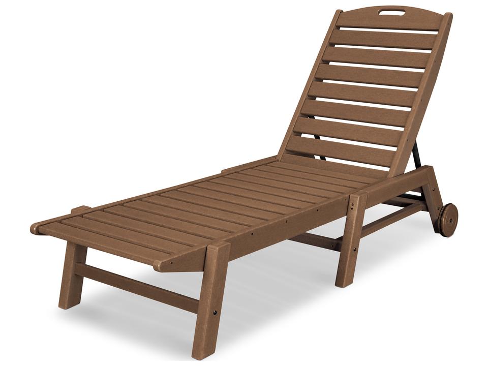 POLYWOOD Nautical Armless Chaise Lounge with Wheels in Weather-Resistant Recycled Plastic