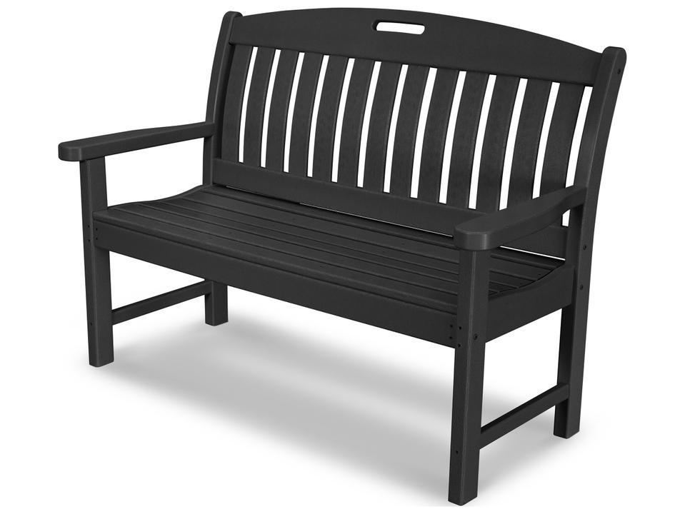 POLYWOOD Nautical 48-Inch Recycled HDPE Plastic Outdoor Bench