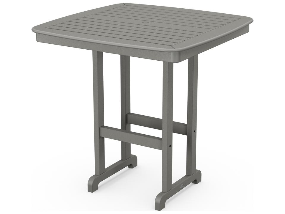 POLYWOOD Nautical 44-Inch Square Bar Table Recycled Plastic in Slate Grey