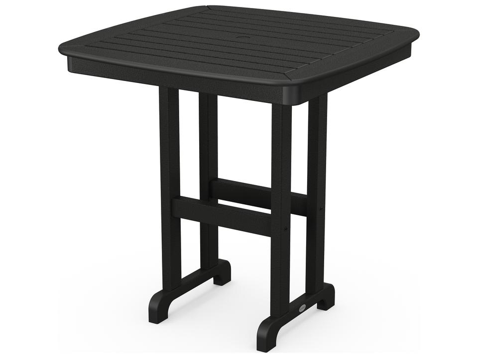 POLYWOOD Nautical 37 Inch Square Counter Table in Recycled HDPE Plastic