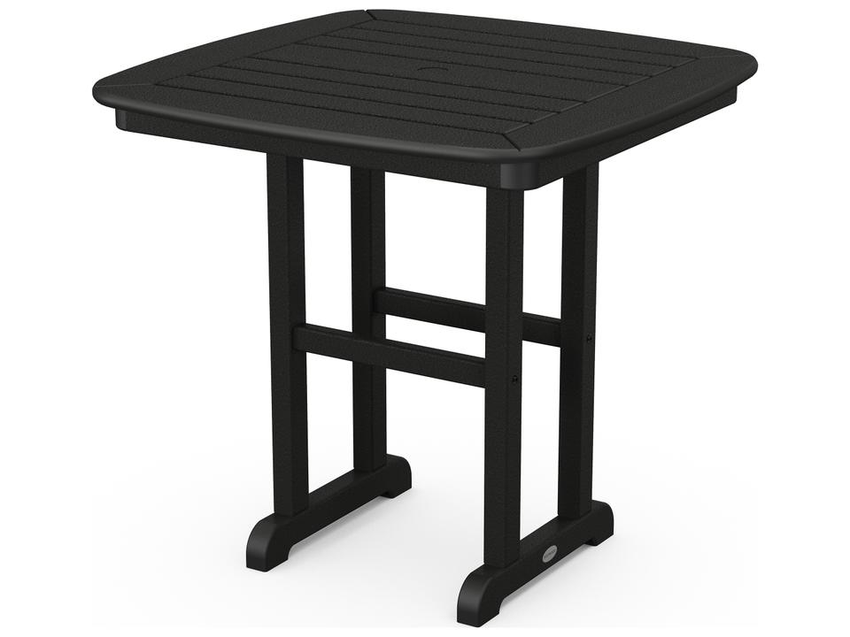 POLYWOOD Nautical 31-Inch Square Outdoor Dining Table All-Weather HDPE Lumber