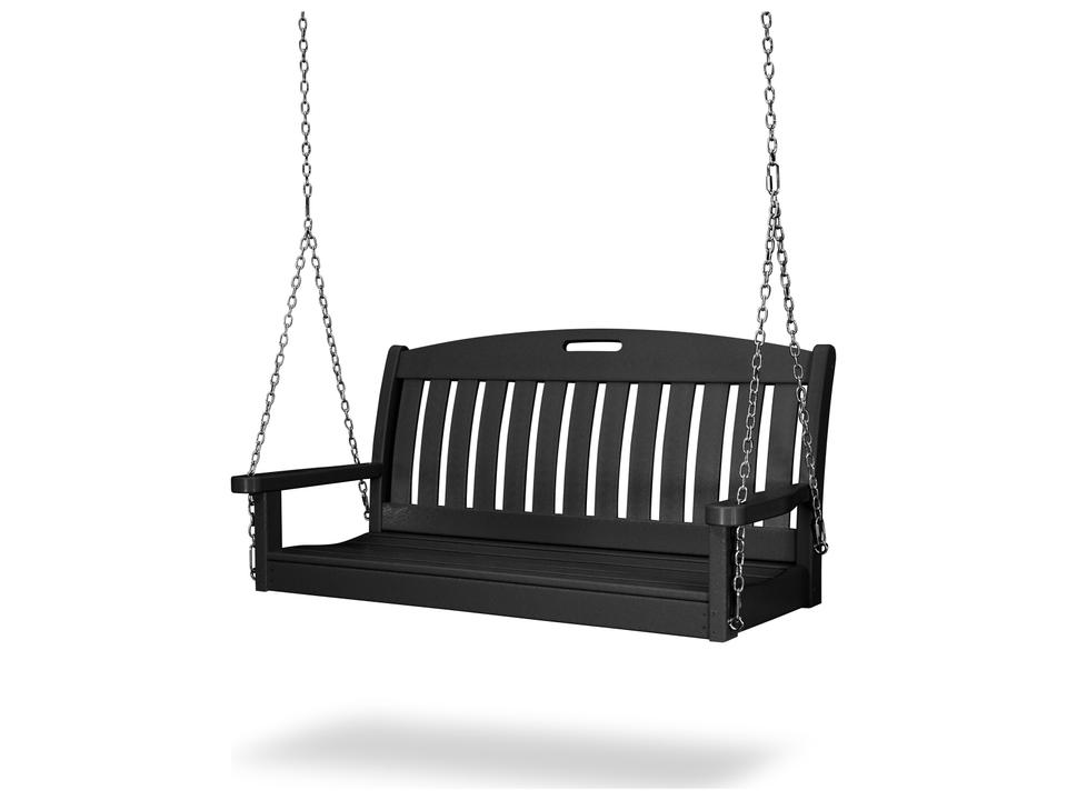 POLYWOOD Nautical 48 Inch Outdoor Porch Swing in Slate Grey