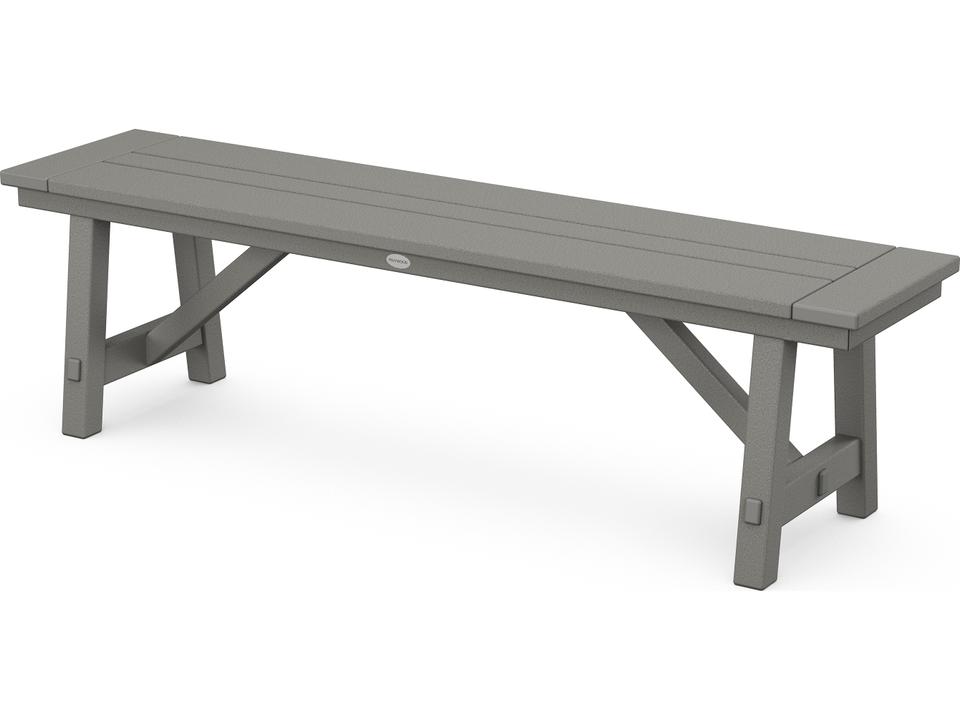 POLYWOOD Rustic Farmhouse 61-Inch Backless Outdoor Bench in Slate Grey