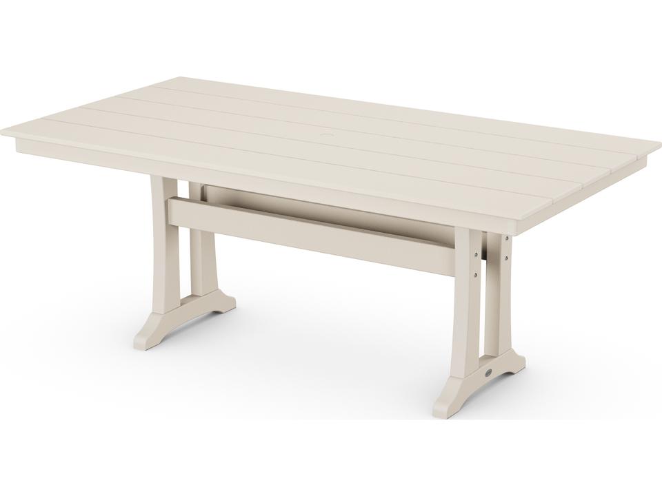 POLYWOOD Farmhouse Trestle 72-Inch Rectangle Outdoor Dining Table All-Weather Recycled Plastic